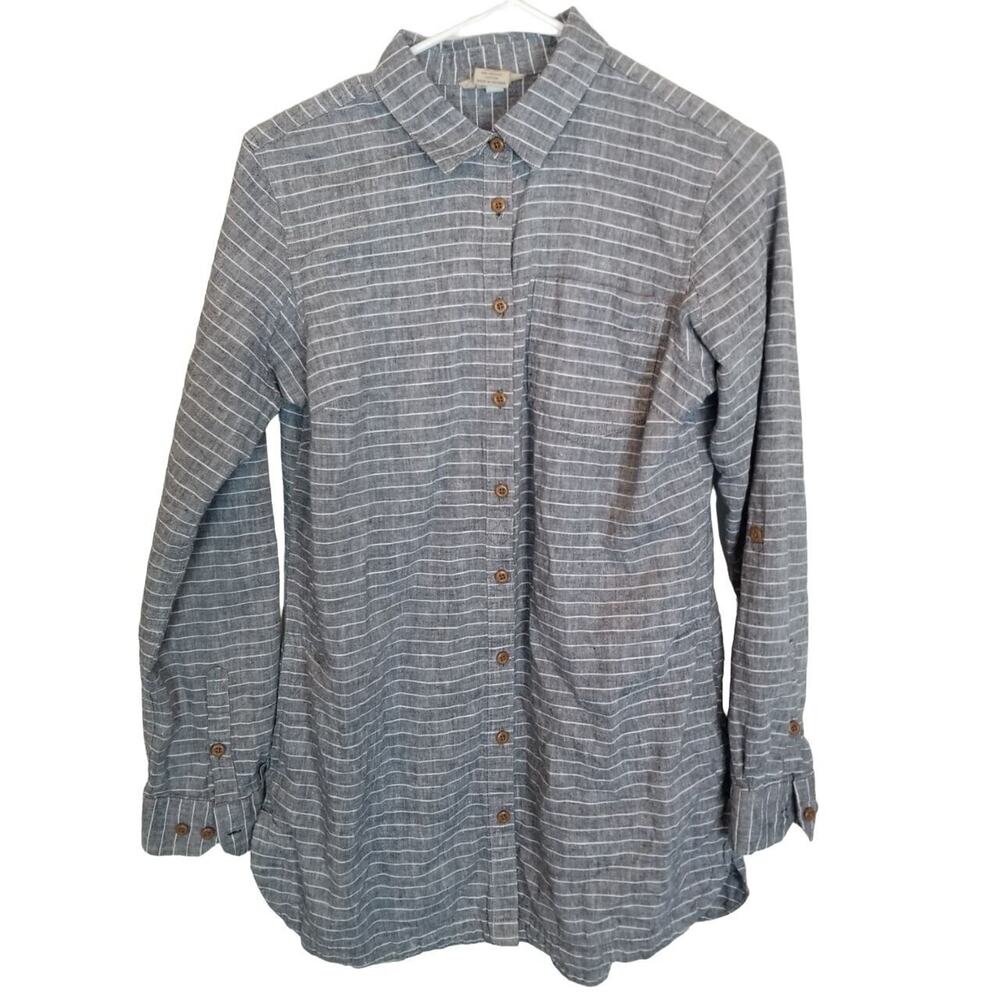 Duluth Trading Co Womens Striped Hemp Organic Cotton Shirt S Gorpcore Workwear